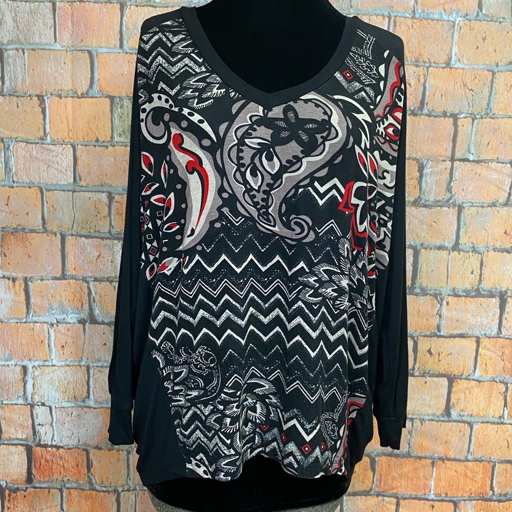 i Jeans by Buffalo Paisley Front Long Sleeve Top